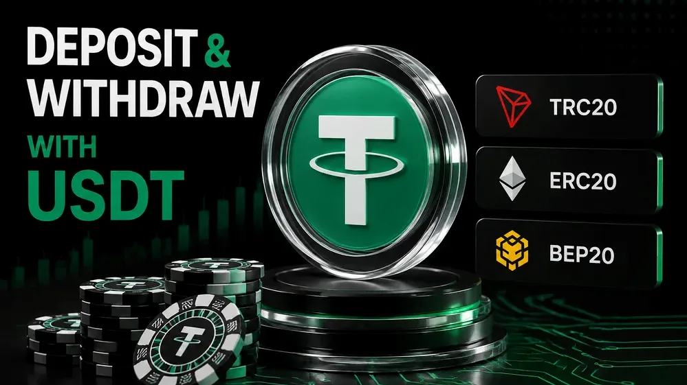 USDT logo with TRC20 ERC20 BEP20 network icons