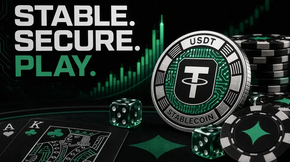 USDT stablecoin logo with casino chips